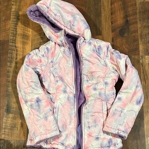 Pink and Purple Tie-Dye Hooded Jacket